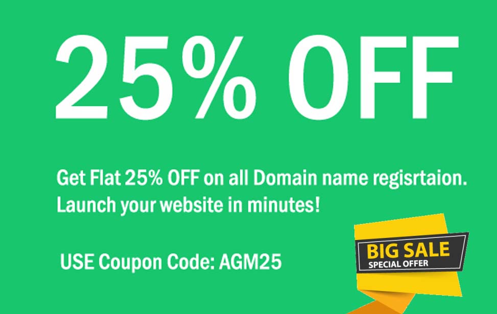 agmwebhosting - Get 25% Discount on Domain Name Registration